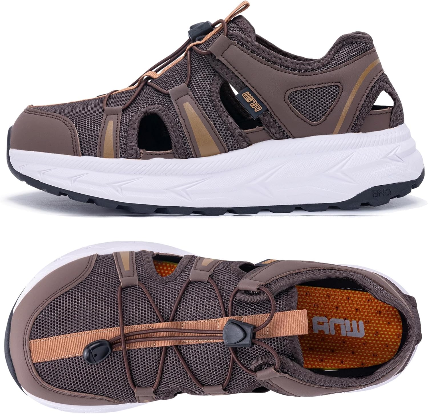 

Мужские туристические кроссовки широкого размера, с закрытым носком, нескользящие, спортивные сандалии, кроссовки для тенниса, повседневные удобные обувь для ходьбы, размеры US 8-13 Ahusir, темно-коричневый