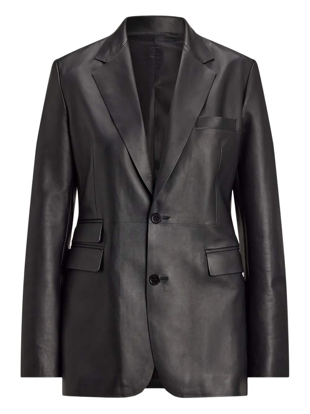 

Однобортный кожаный пиджак Ralph Lauren Collection, черный