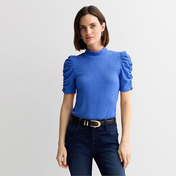 

Женский топ с коротким рукавом и сборками Nine West, Nicole Blue