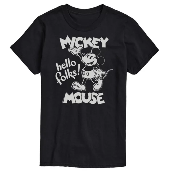 

Мужская футболка с принтом «Hello, People» Микки Мауса Disney, черный
