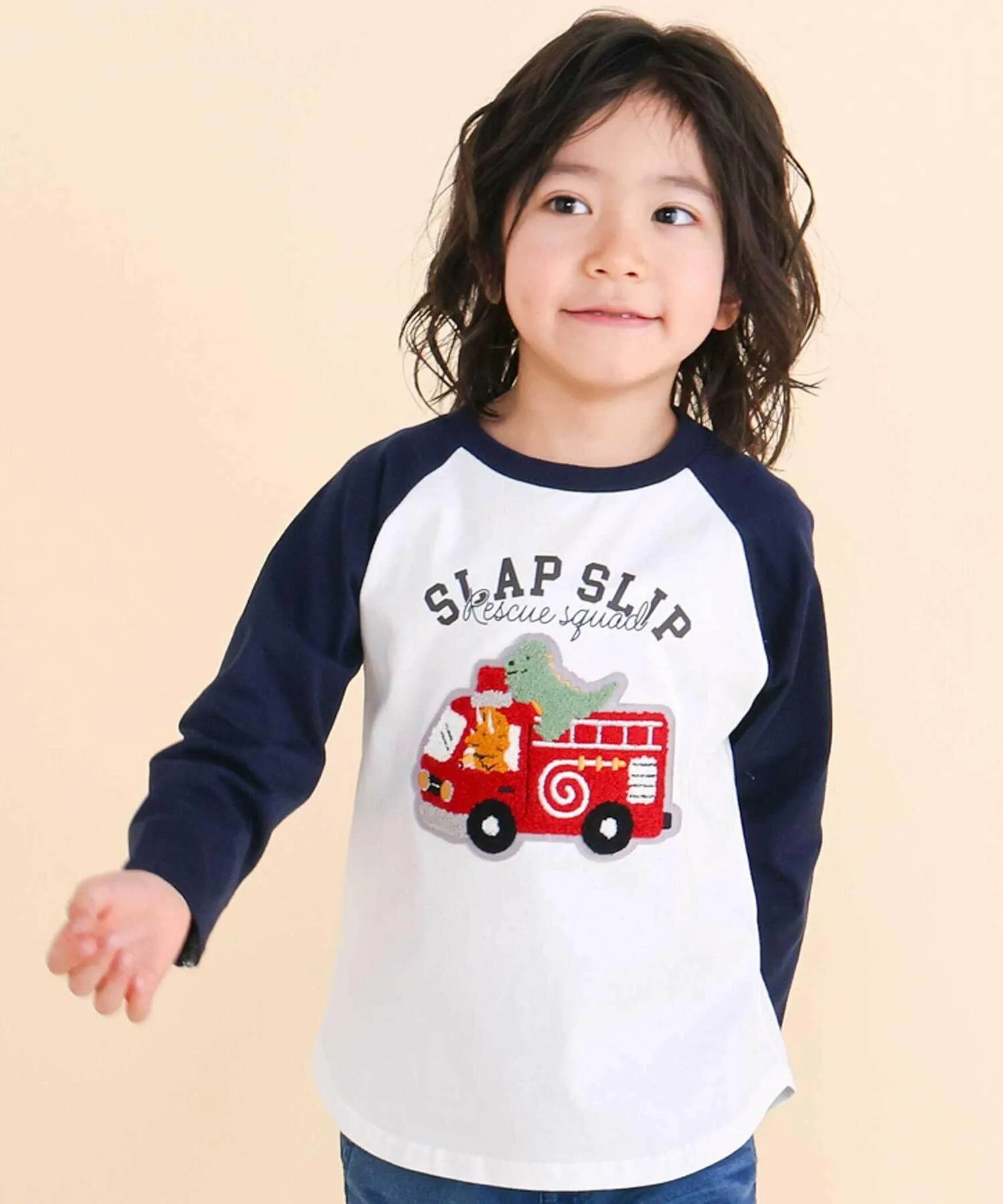 Футболка с длинным рукавом-реглан Working Vehicle Sagara Raglan Jersey (80-130 см) SLAP SLIP, Navy