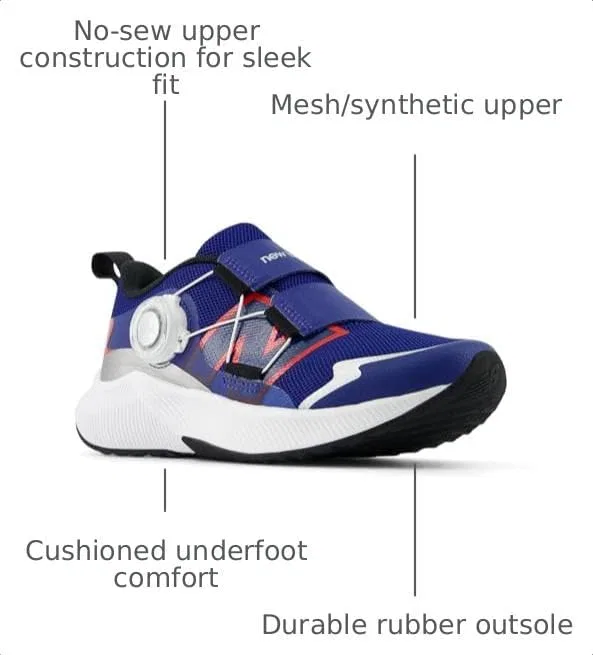 Детские кроссовки для девочек с технологией DynaSoft Reveal V4 Boa New Balance, Inkwell Team Red And Silver Metallic — фото 3