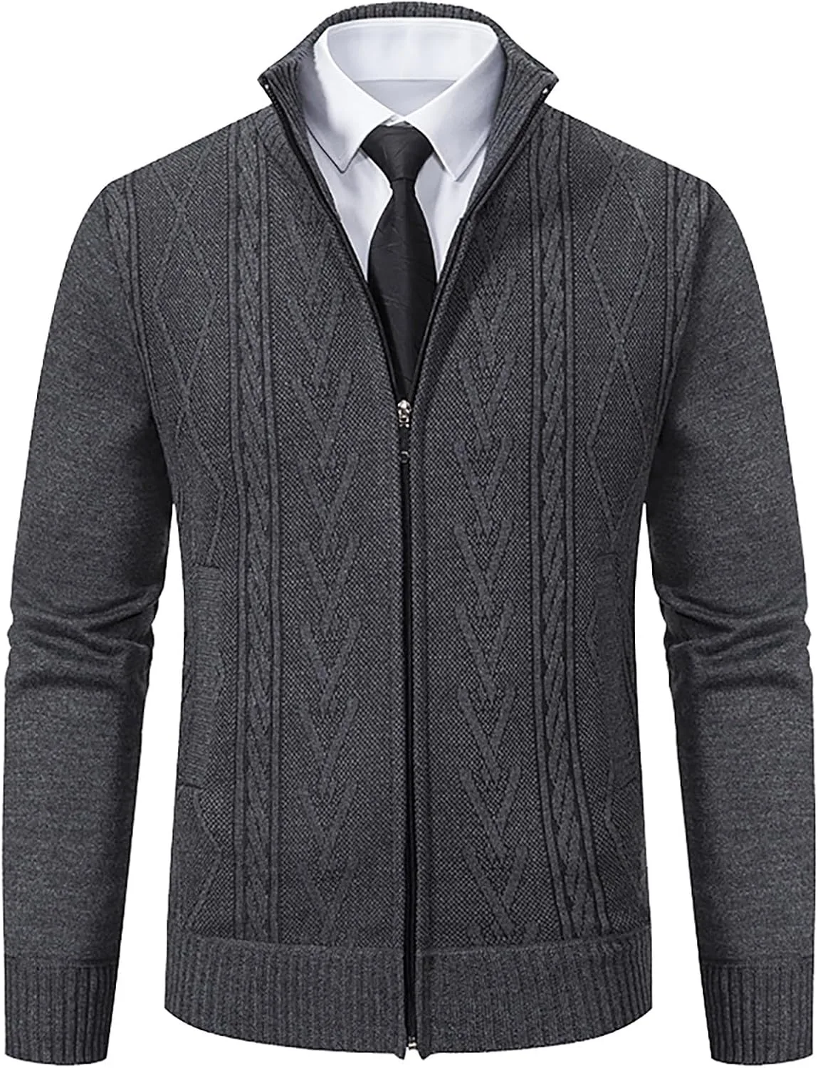 

Кардиган для мужчин Stand Collar Zip Up Slim Fit