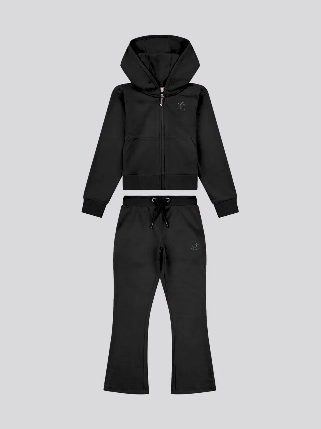 Спортивный костюм Juicy Couture Black Diamante Zip Thru Hoodie & Bootcut Joggers Set, черный