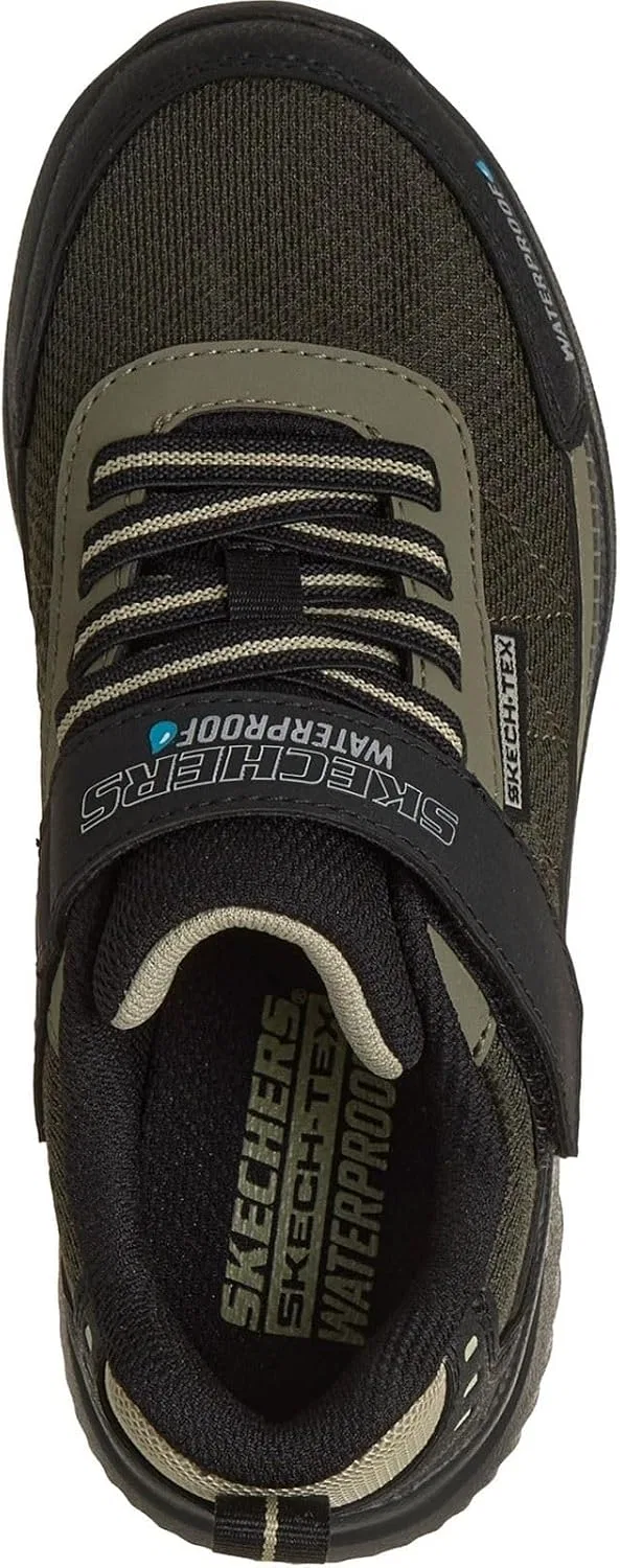Детские кроссовки для мальчиков Bounder 2.0 Aqua Pace Skechers, Black Olive Synthetic Textile Silver Trim — фото 4
