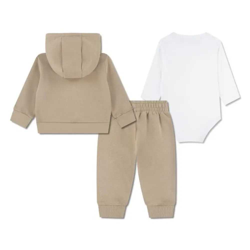 Комплект из флисовой кофты и брюк Lacoste Kids, бежевый — фото 2