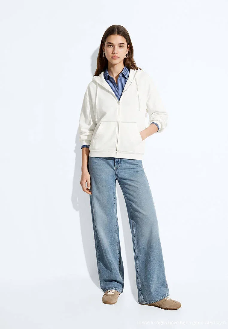 Подростковая толстовка на молнии Mango Kids, Off-White — фото 2