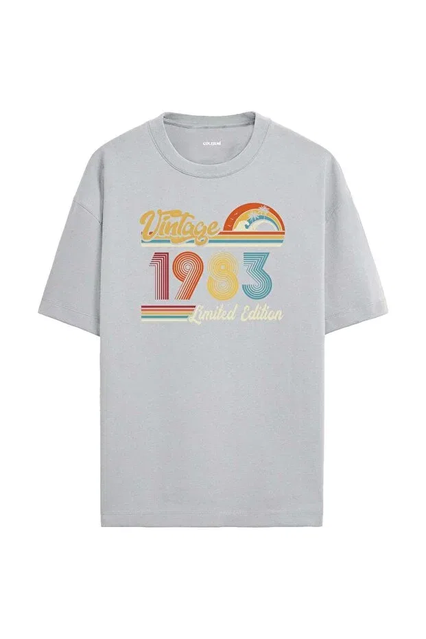 Детская футболка с принтом 1983 Vintage Oversized T-Shirt Colermi, Gray