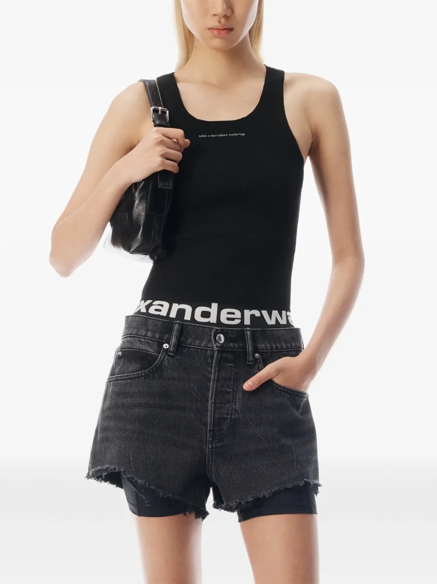 Шорты Alexander Wang с логотипом, серый