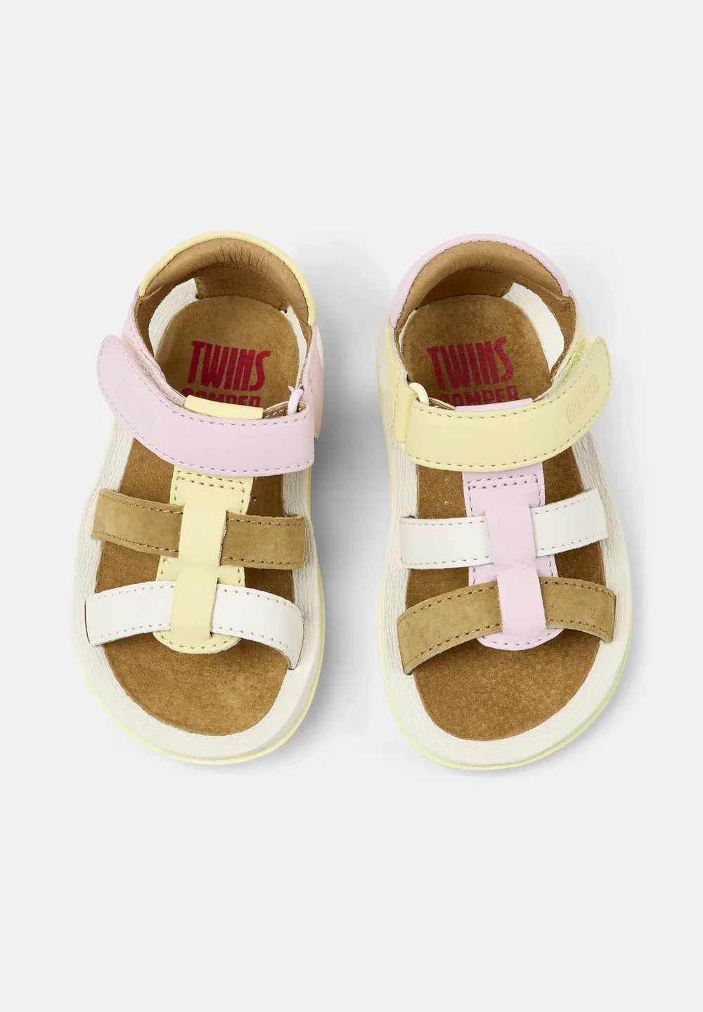 Сандалии Camper Bicho fw, открытый носок, липучка, кожа, желто-розовые — фото 3