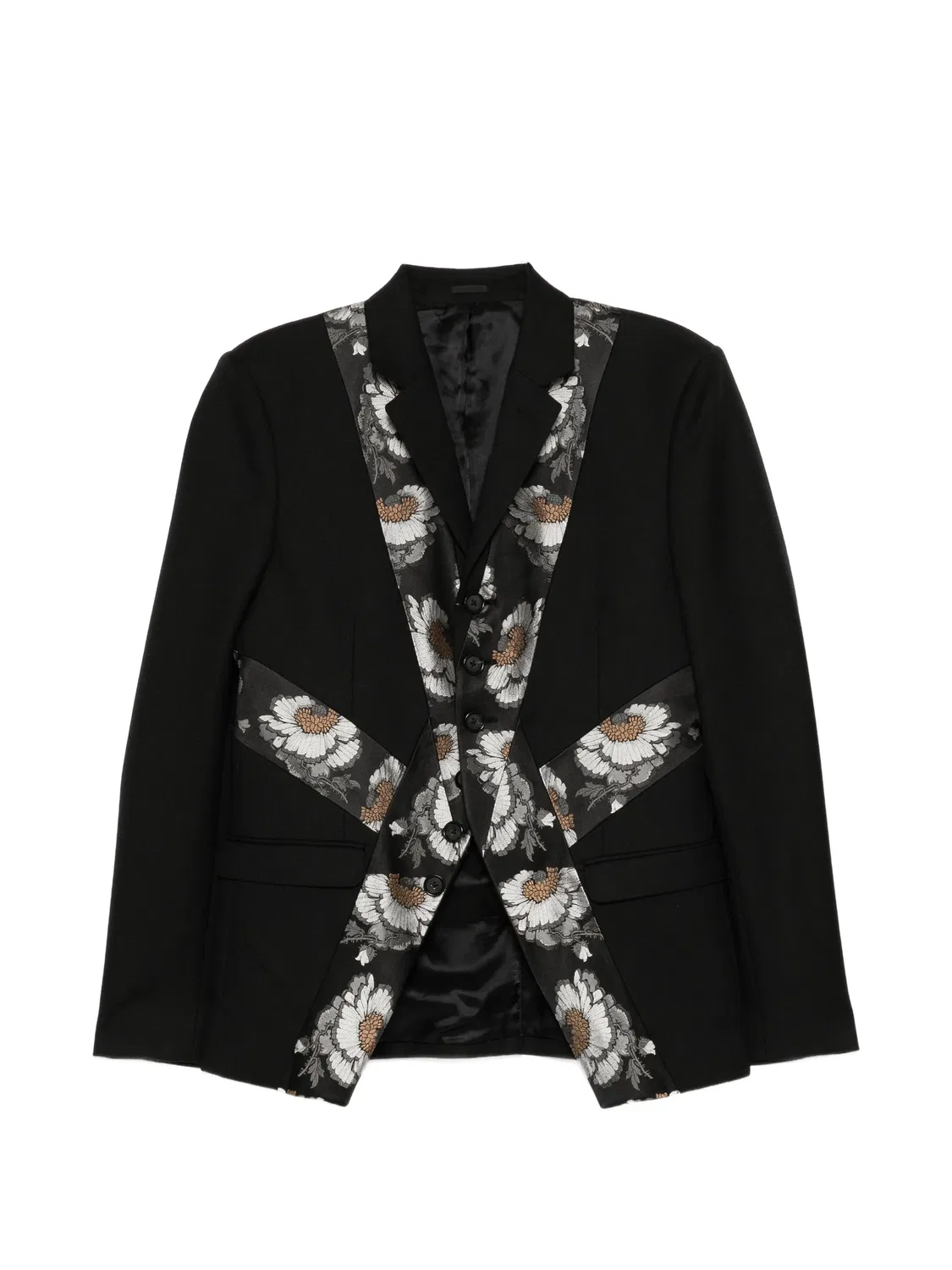Куртка со вставками и цветочным узором Alexander Mcqueen, черный