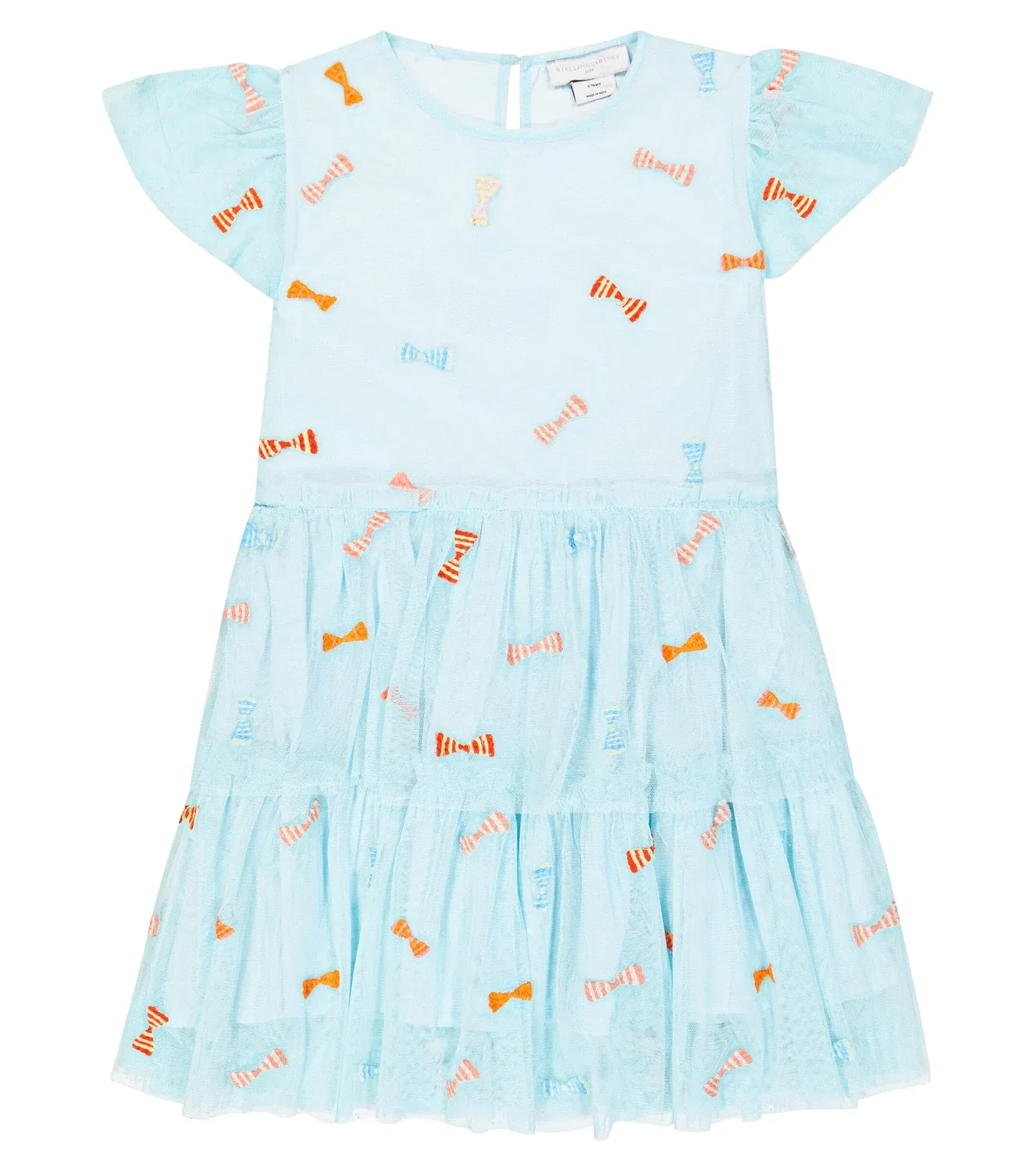 Платье с вышивкой и бантом Stella McCartney Kids, синий