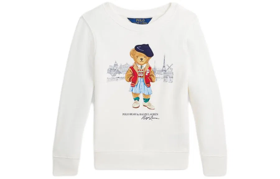 Детский свитшот с принтом Polo Bear Washed White Polo Ralph Lauren, Washed White