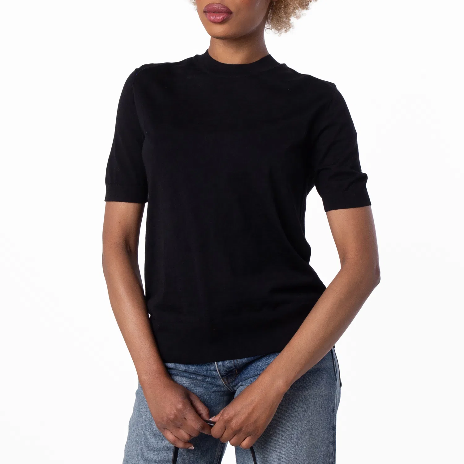 Футболка шерстяная трикотажная с круглым вырезом Crew-Neck Wool Knitted T-Shirt Burberry, Black