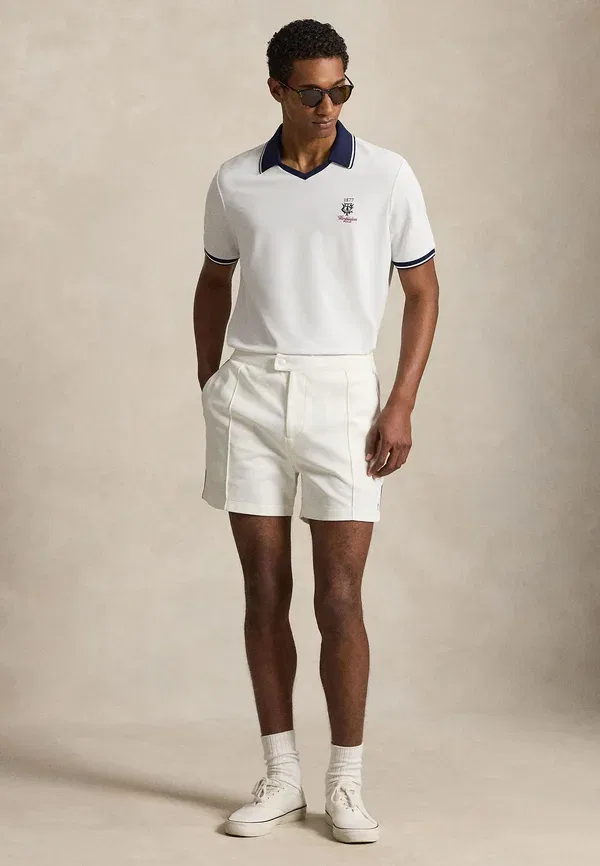 Футболка поло с вышивкой Wimbledon classic fit mesh polo shirt Polo Ralph Lauren, Ceramic White, белый — фото 2