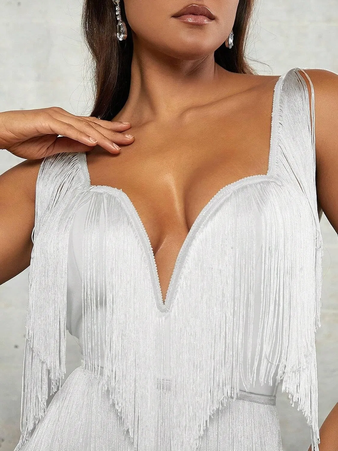 Женское облегающее платье-мини с открытой спиной, White — фото 4