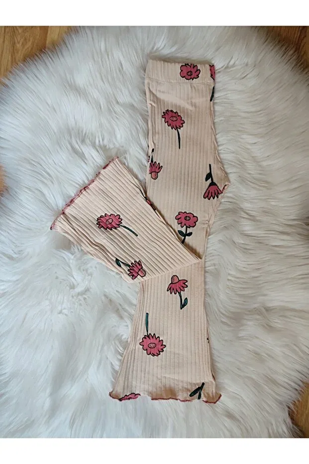 Детские леггинсы для девочек с принтом Basics Babyelisco, Nude Color — фото 3