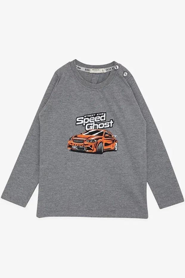 Детская футболка для мальчиков с принтом Ghost Car Print Breeze, Dark Gray Melange