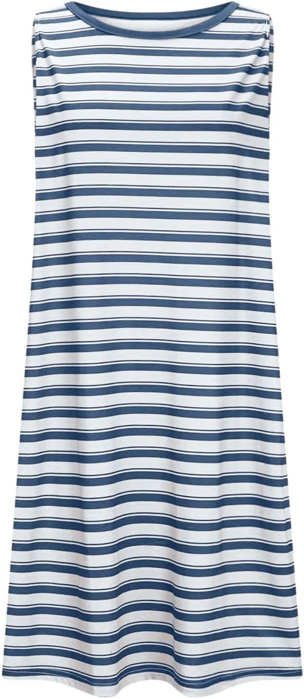 Женское мини-платье свободного кроя с карманами, Striped Print, Mint Green — фото 4