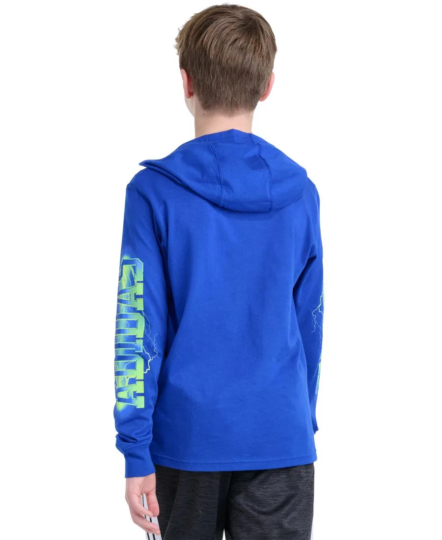 Детский худи с длинным рукавом, с капюшоном, с эффектом кракелюра adidas, Team Royal Blue — фото 4