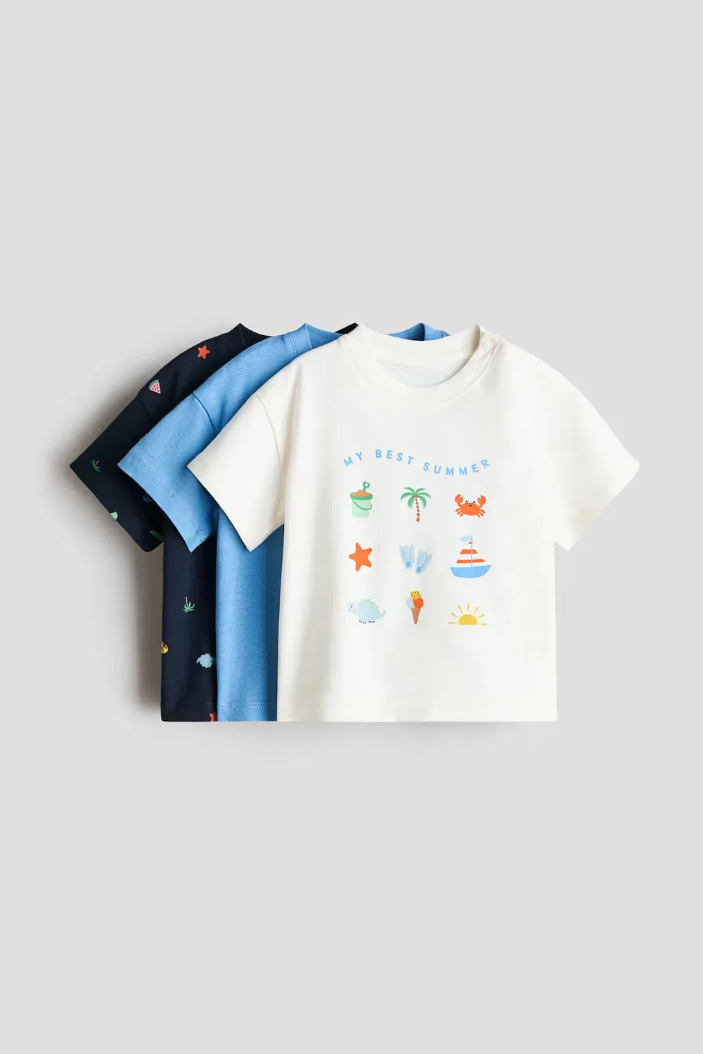 Набор из 3 хлопковых футболок H&M, Blau/My Best Summer