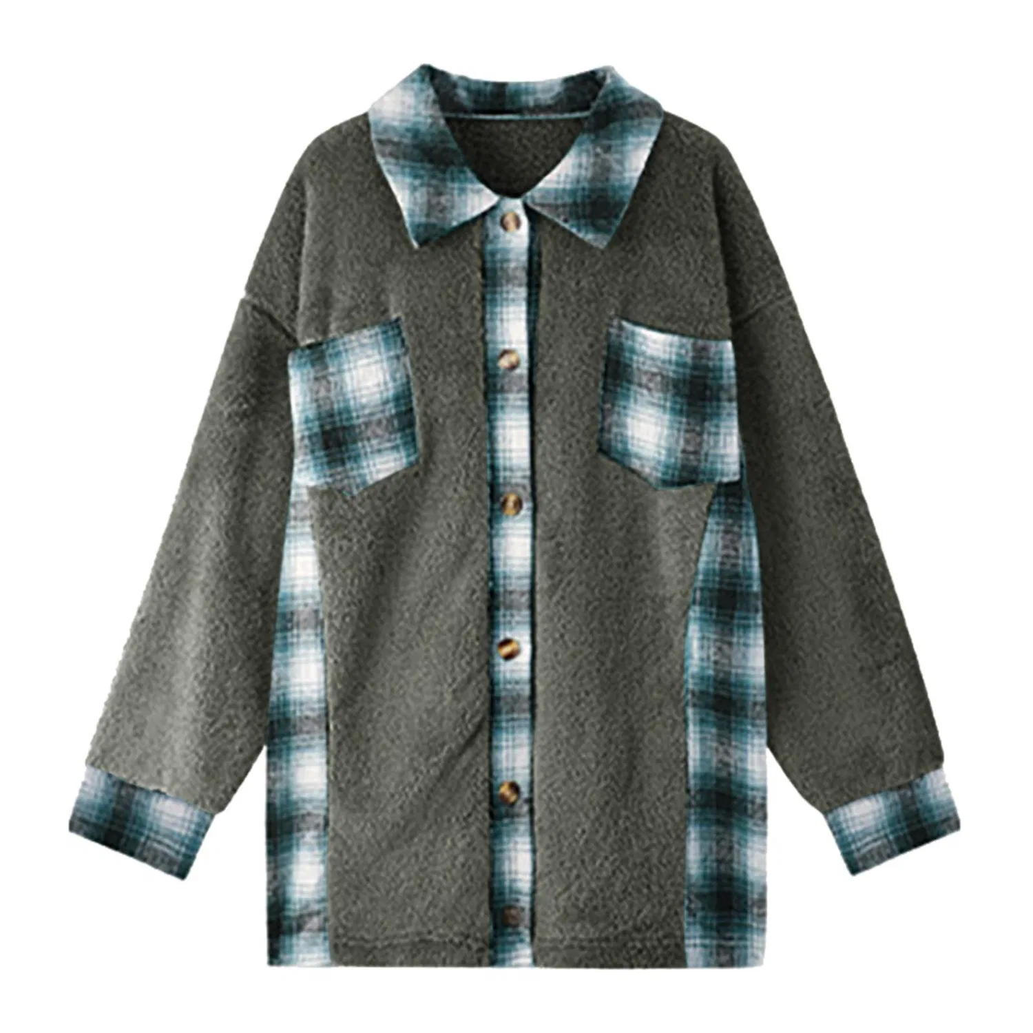 Женское шотландское пальто с лацканами, однобортное, из флиса, модель Scottish Short Jacket, grey — фото 2