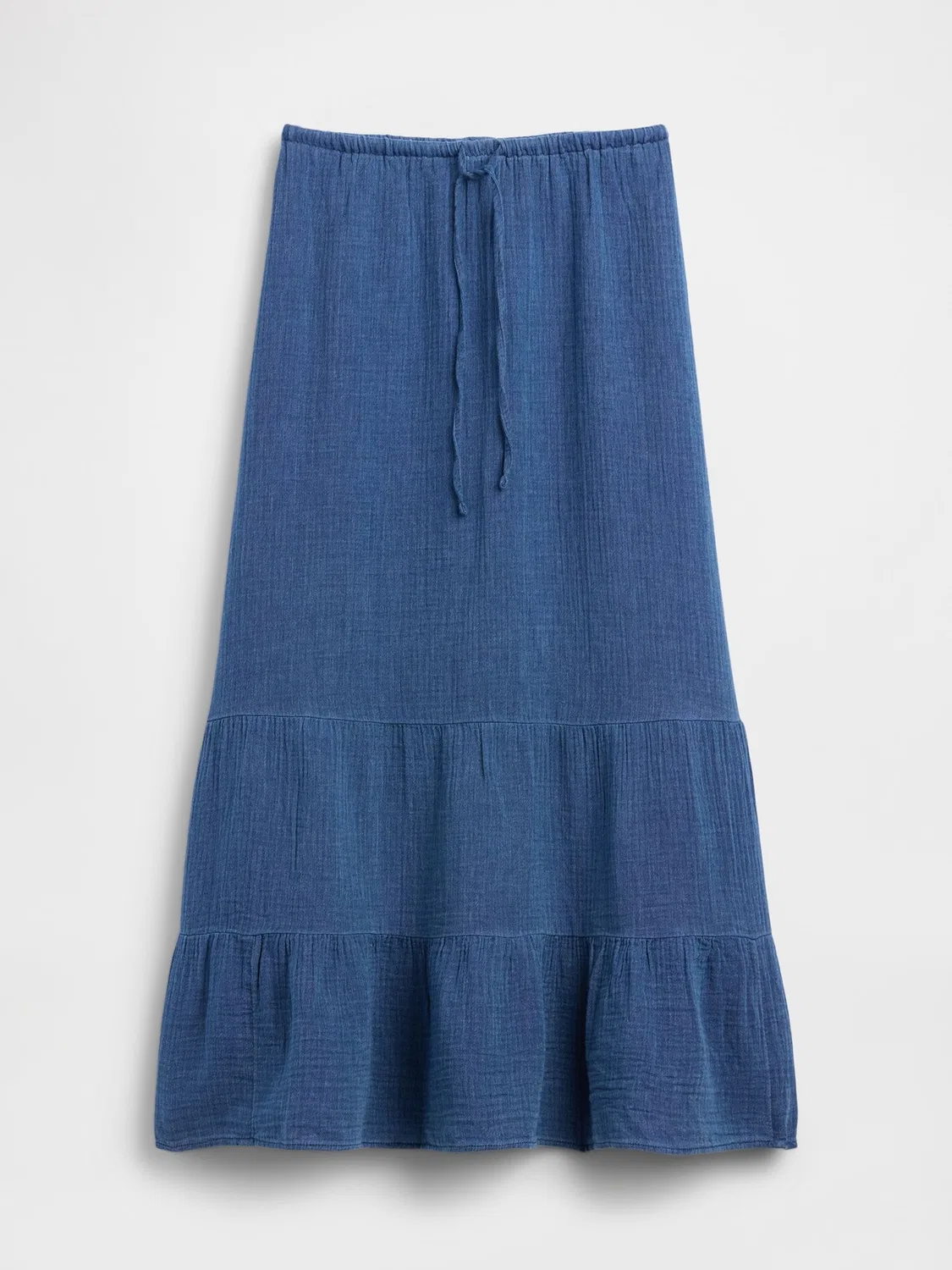 Юбка макси джинсовая, модель Tiered Easy Maxi Gap, синий