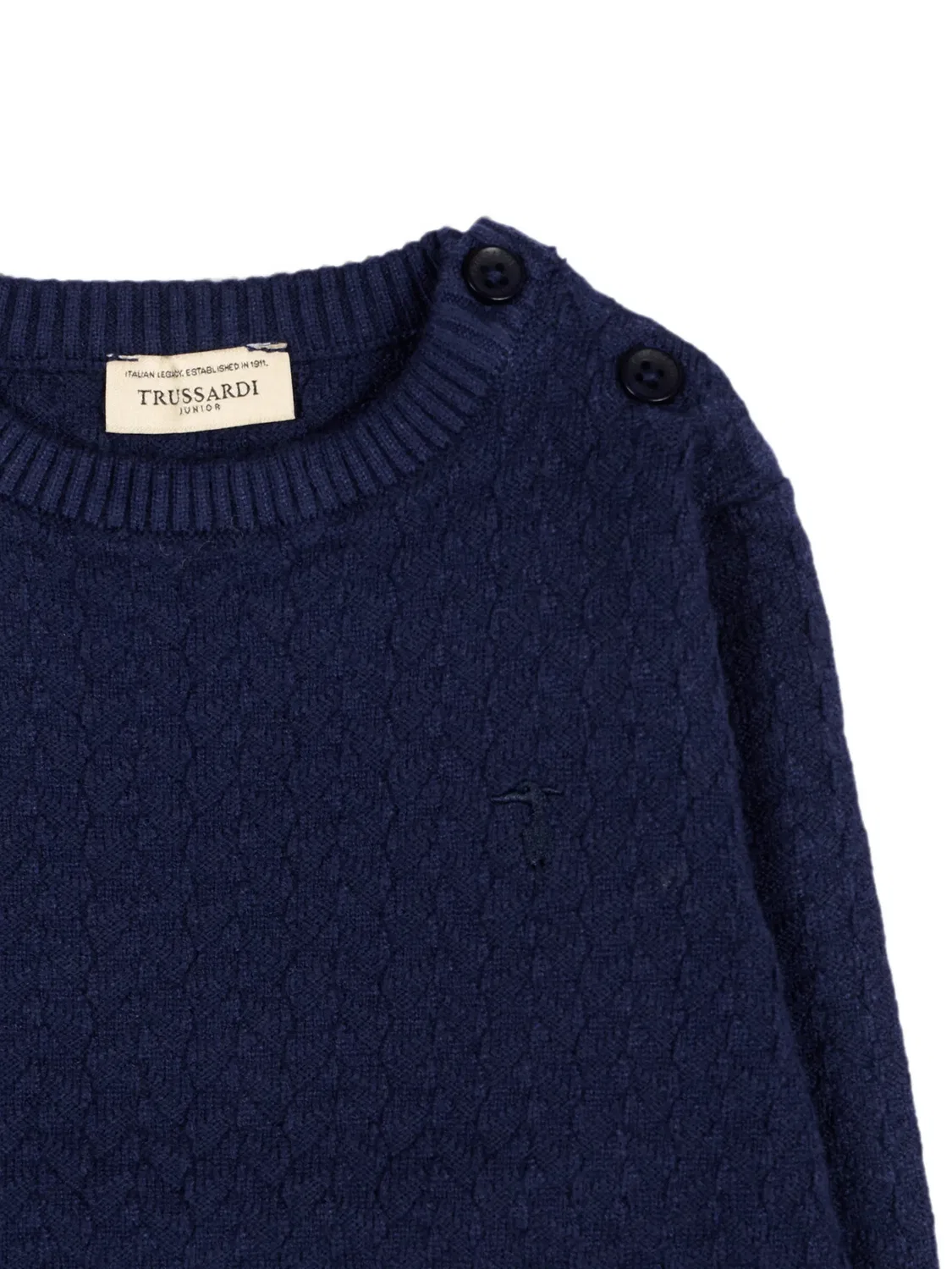 Свитер фактурной вязки Trussardi Junior, синий — фото 3