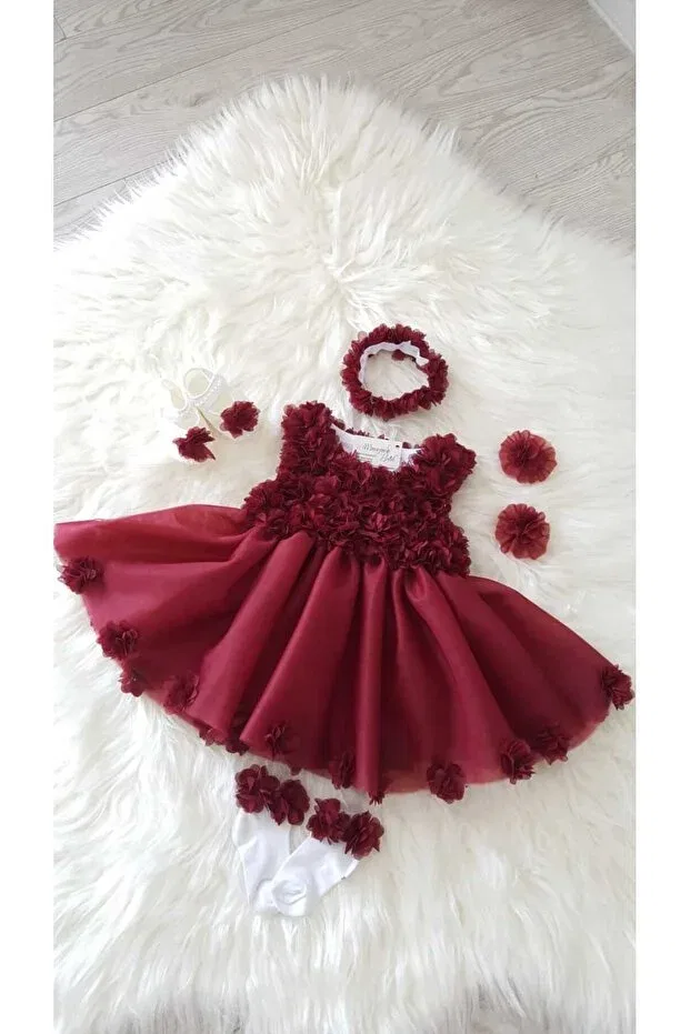 Детское платье для девочек хлопковое Gold Tekstil, Burgundy