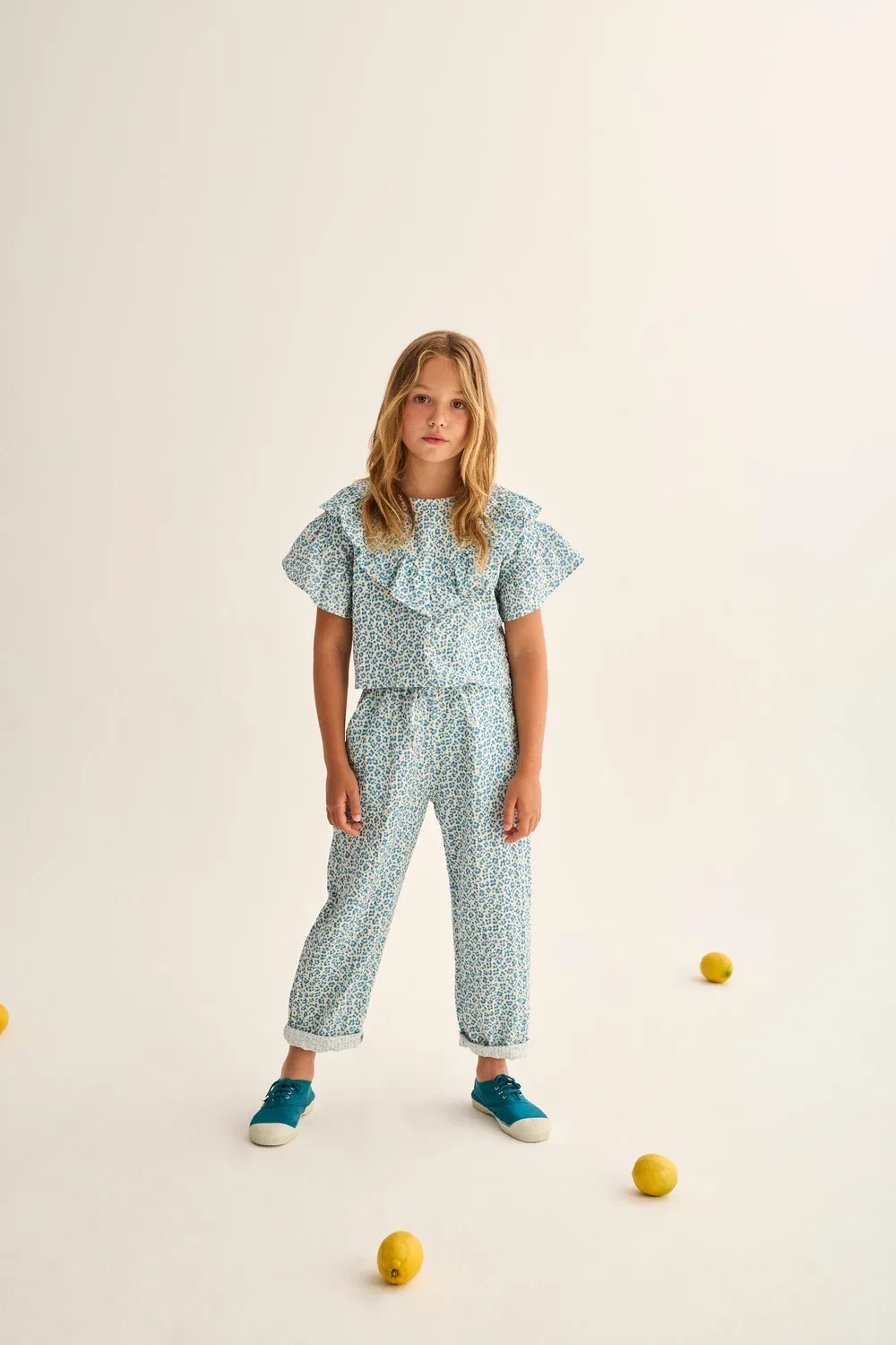 Брюки хлопковые с леопардовым принтом Белла Cozmo, синий — фото 4