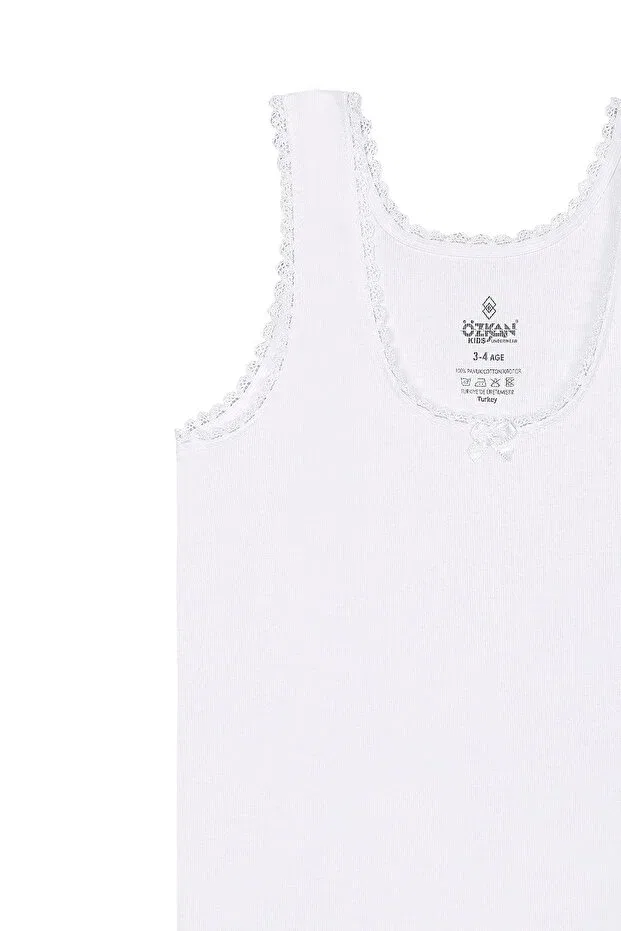 Детский комплект маек для девочек с кружевной отделкой Özkan Underwear, White — фото 4