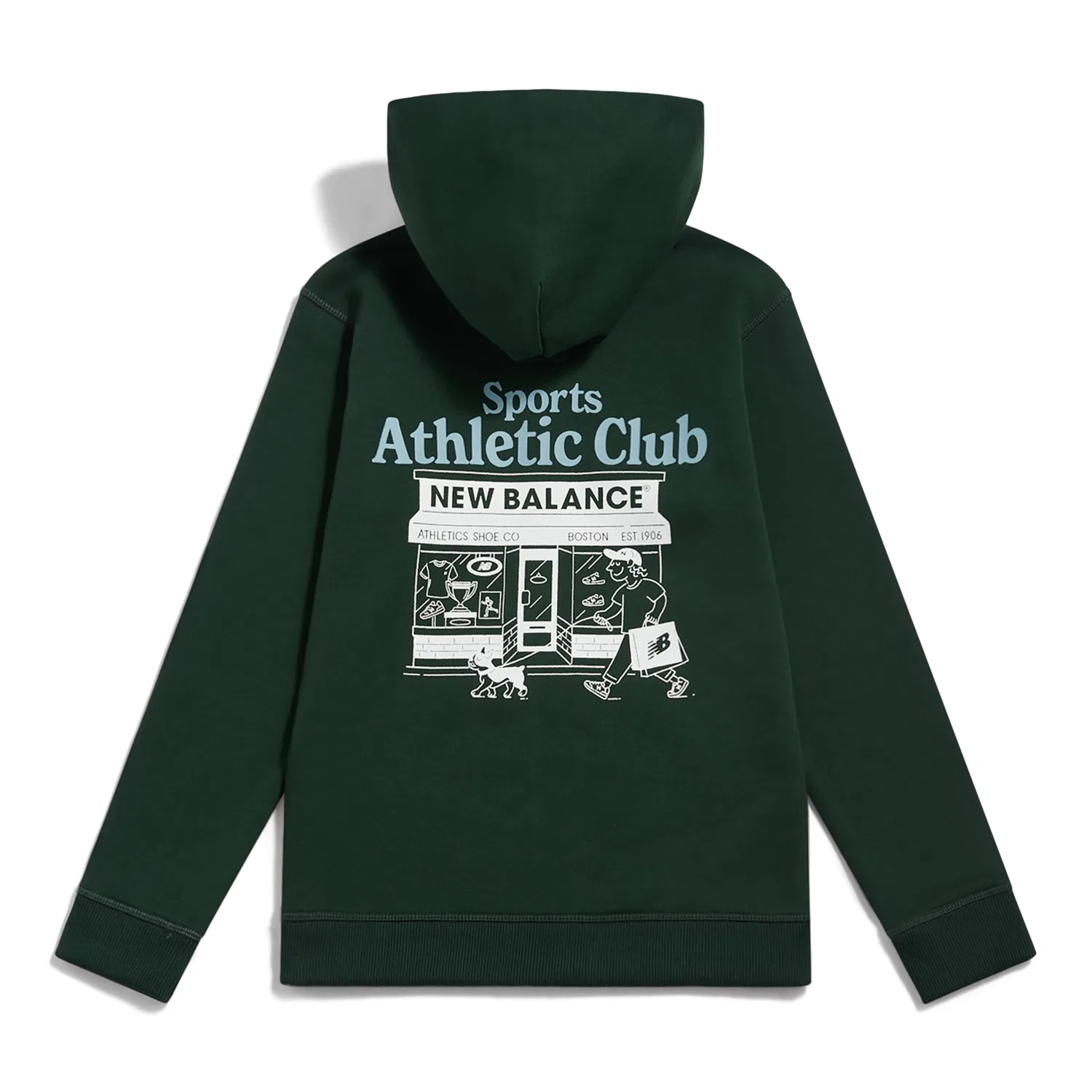 Детское худи на молнии с капюшоном с принтом Sports Club Graphic New Balance, Nordic Green — фото 2