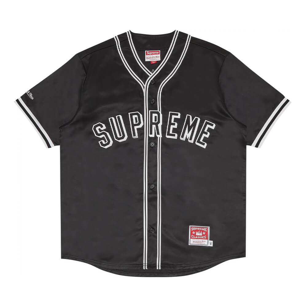 Бейсбольное джерси Supreme x Mitchell & Ness Satin, чёрный - фото