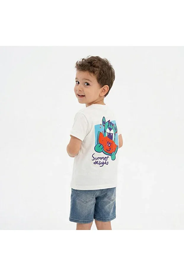 Детская футболка для мальчиков с принтом Hellobaby boy's t-shirt fruit printed crew neck short sleeve Ebebek Hello Baby, White