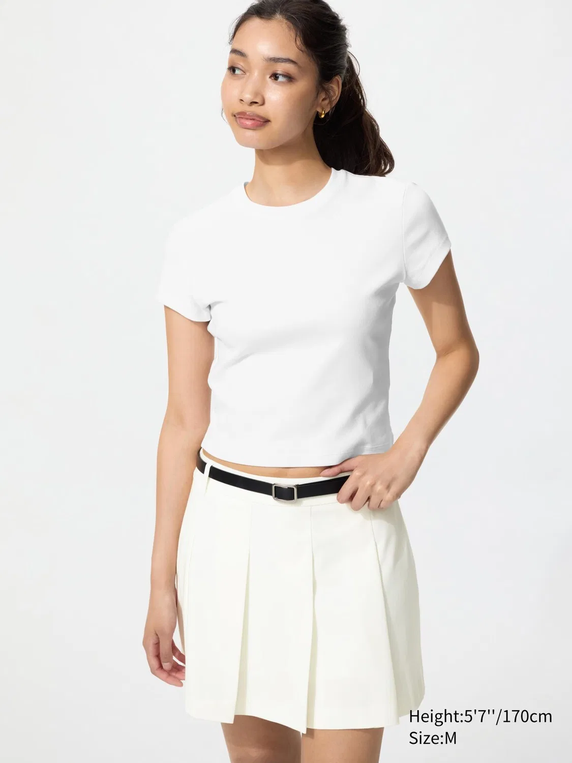 Юбка-шорты Uniqlo, со складками, кремовый