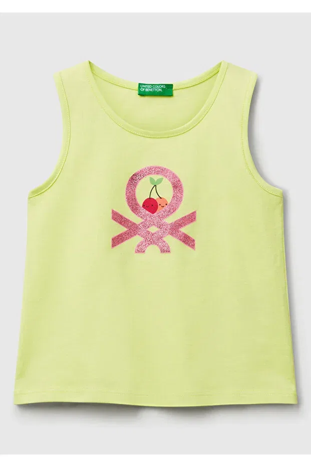 Детское нижнее белье для девочек с принтом Girl'S yellow glitter benetton logo printed undershirt United Colors Of Benetton, Sari