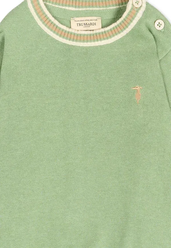 Свитер хлопковый Maglioni Tru Trussardi Junior, green, зеленый — фото 3