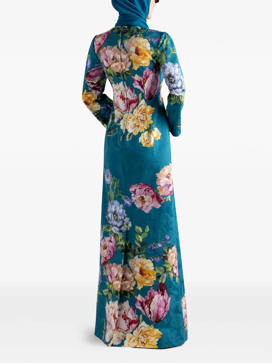 Платье макси с длинными рукавами Dolce & Gabbana, синий — фото 3