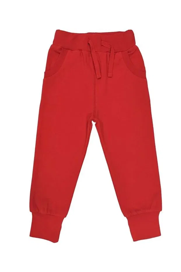 Детские спортивные штаны для девочек хлопковые Basics Organickid, Red — фото 3