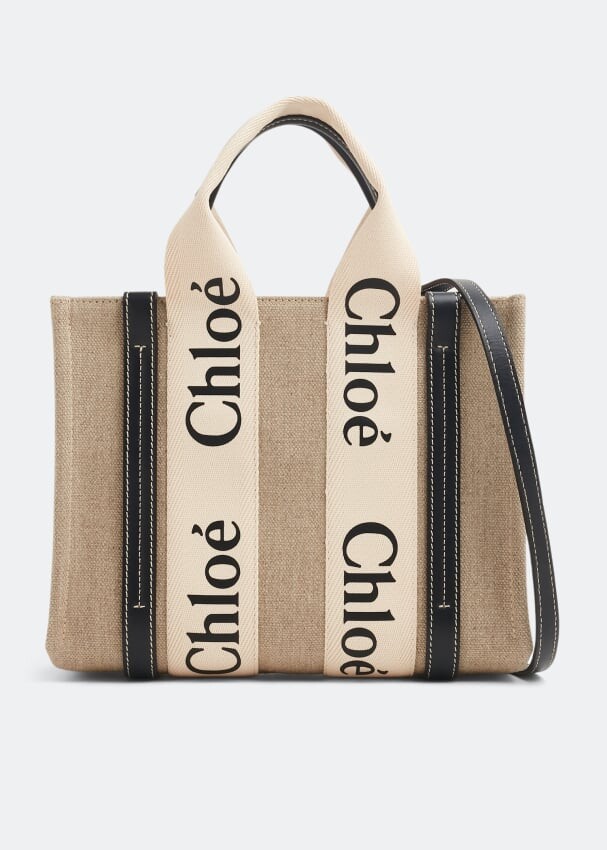 

Сумка-тоут CHLOÉ Woody small tote bag, бежевый
