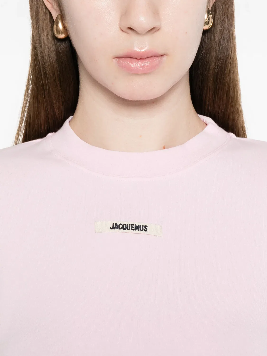 Футболка с логотипом из грубого жемчуга Jacquemus, розовый — фото 3