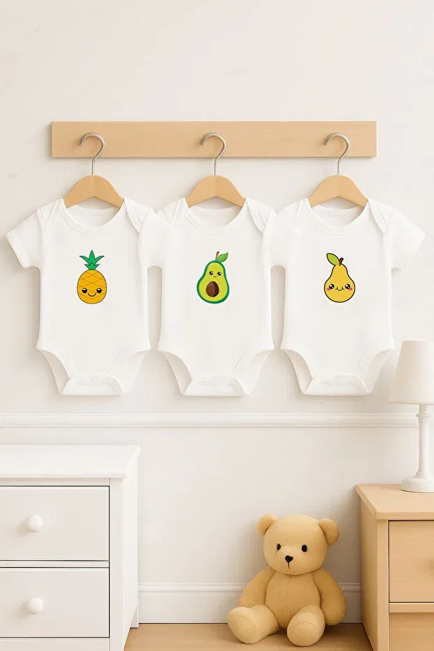Детское боди с коротким рукавом с принтом 3 шт Bebe Wini, Ecru