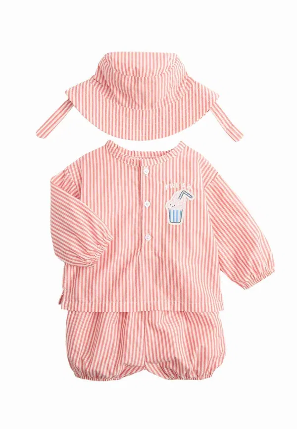 Комплект из 3 предметов в полоску Cinema Set - Hat Marks & Spencer, Peach Mix, персиковый