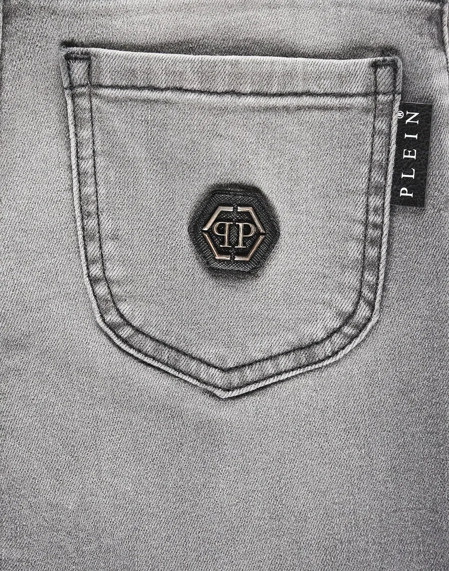 Джинсы Philipp Plein Slim fit 'Hexagon' из серого денима — фото 3