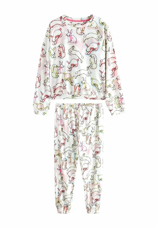 Пижамный комплект из хлопка Tall fit - long sleeve set Next, Ecru Pink Bunny, розовый