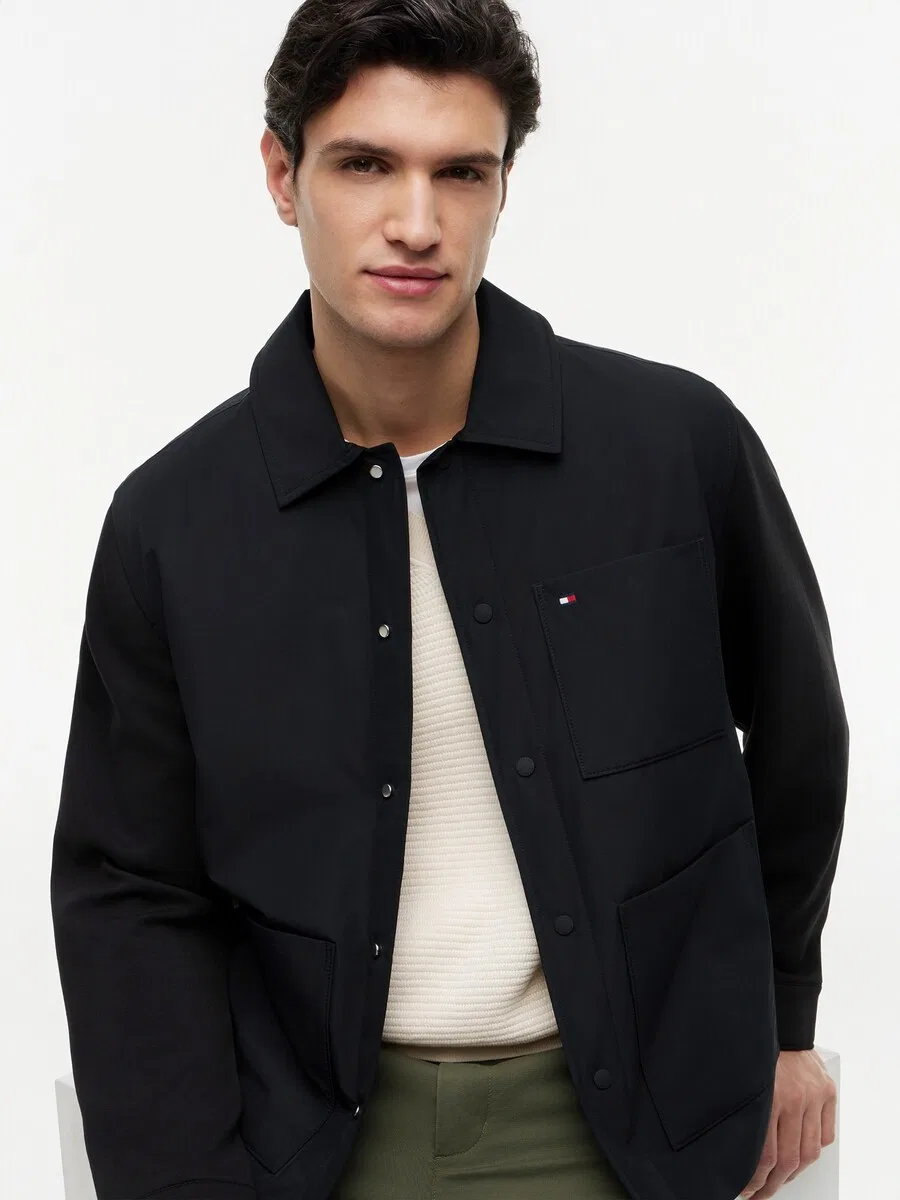 Куртка TOMMY HILFIGER Between-Season 'Intechno Snap Button Chore' черного цвета — фото 2