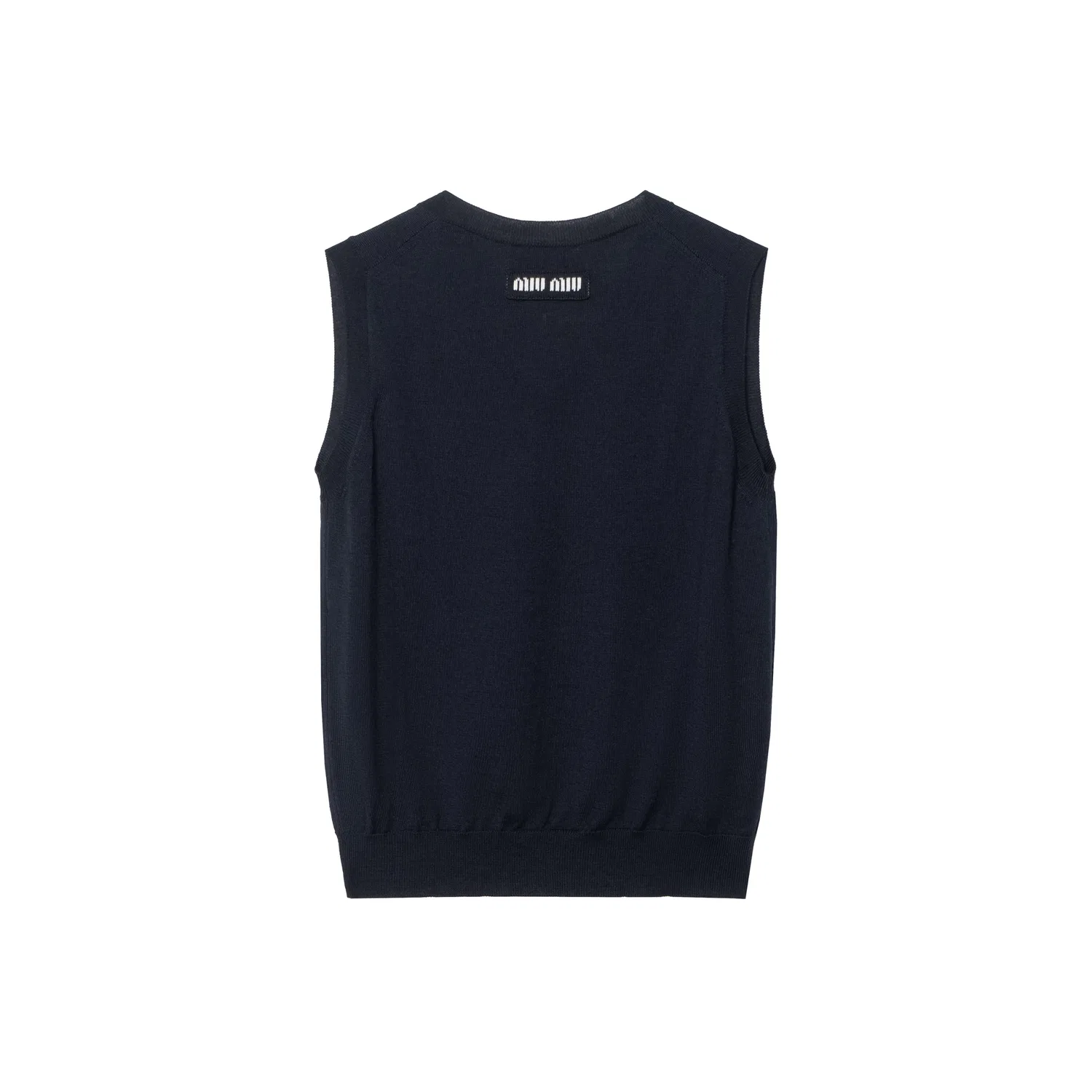 Женский топ без рукавов с V-образным вырезом Navy Blue MIU MIU — фото 3
