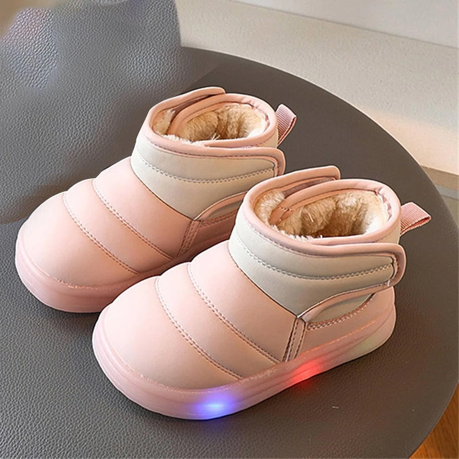 Детские ботинки на щиколотке с подсветкой для мальчиков, Pink — фото 2