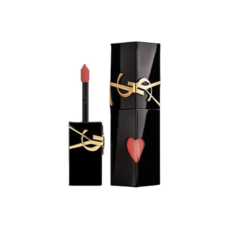 Женская жидкая помада с зеркальным блеском Heart Black Take Care SAINT LAURENT, Translucent Warm Apricot