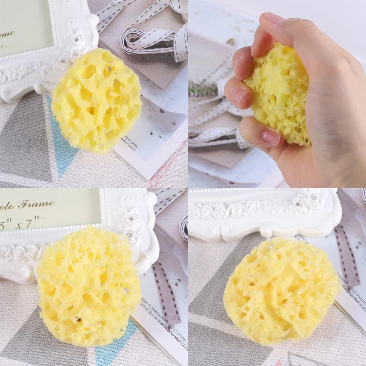 Мочалка для душа Honeycomb, HONITANO, 1 шт, 9x8x2.5 см, Yellow — фото 2